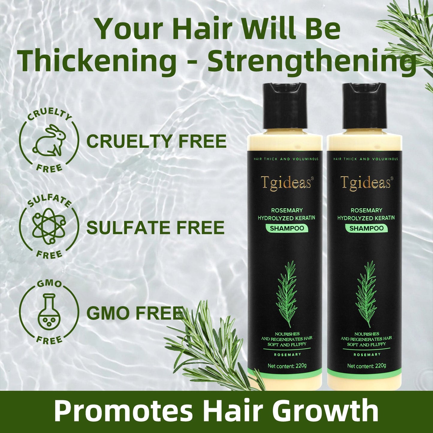 TGIDEAS® Rosemary Hair Growth Shampoo Supports Hair Growth, Dandruff Control & Scalp Health