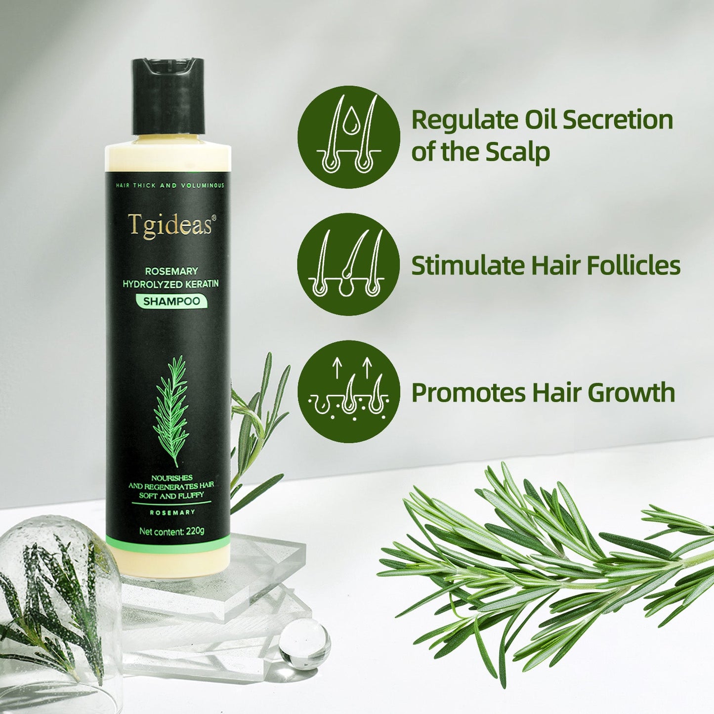 TGIDEAS® Rosemary Hair Growth Shampoo Supports Hair Growth, Dandruff Control & Scalp Health