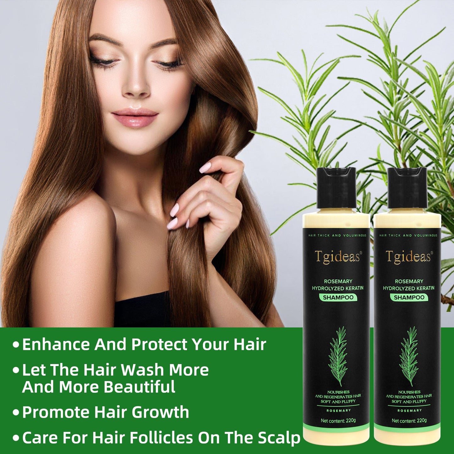 TGIDEAS® Rosemary Hair Growth Shampoo Supports Hair Growth, Dandruff Control & Scalp Health