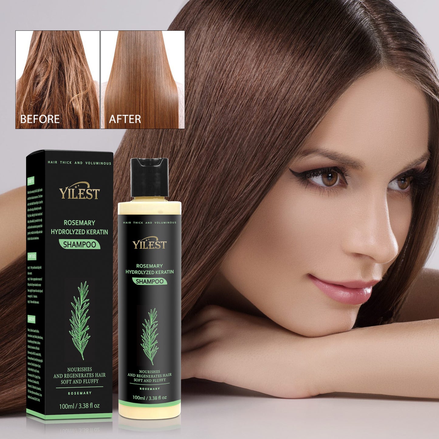 Rosemary Hair Growth Shampoo with Hydrolyzed Keratin for Thicker, Stronger-Looking Hair