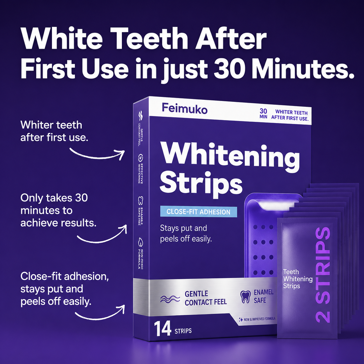 Feimuko Purple Teeth Whitening Strips
